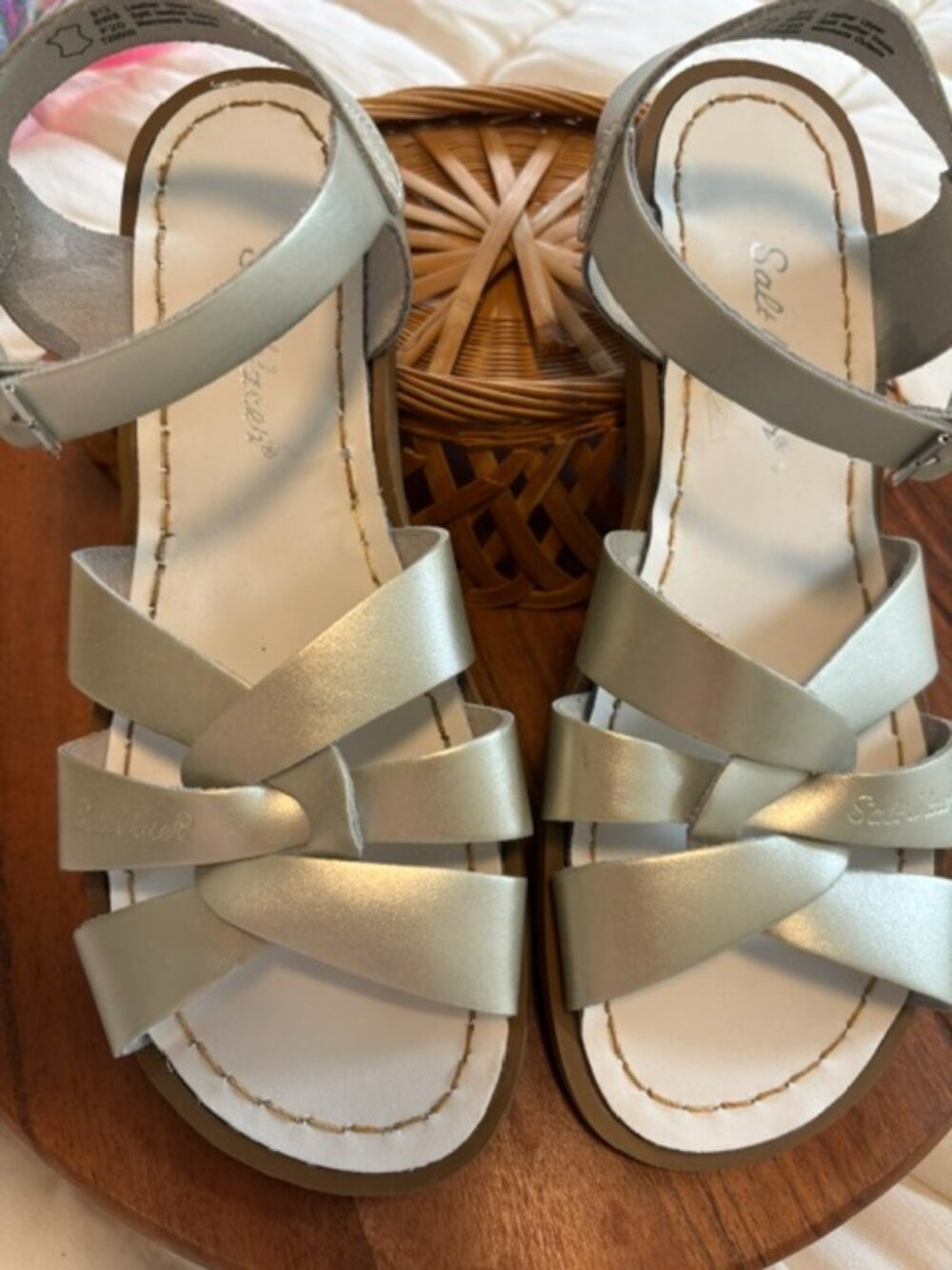 SaltWater Silver Sandals W8